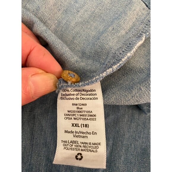 NWT Wonder Nation Girls Denim Dress Embroidered Floral Puff Sleeves XXL 18 - Picture 4 of 12